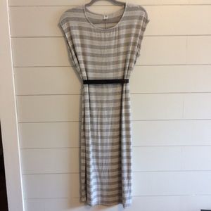 Grey and White Stripe stretchy dress